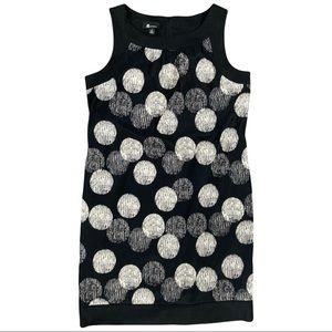 AB studio women’s dress size 14 black white sleeveless a line dress polka dot